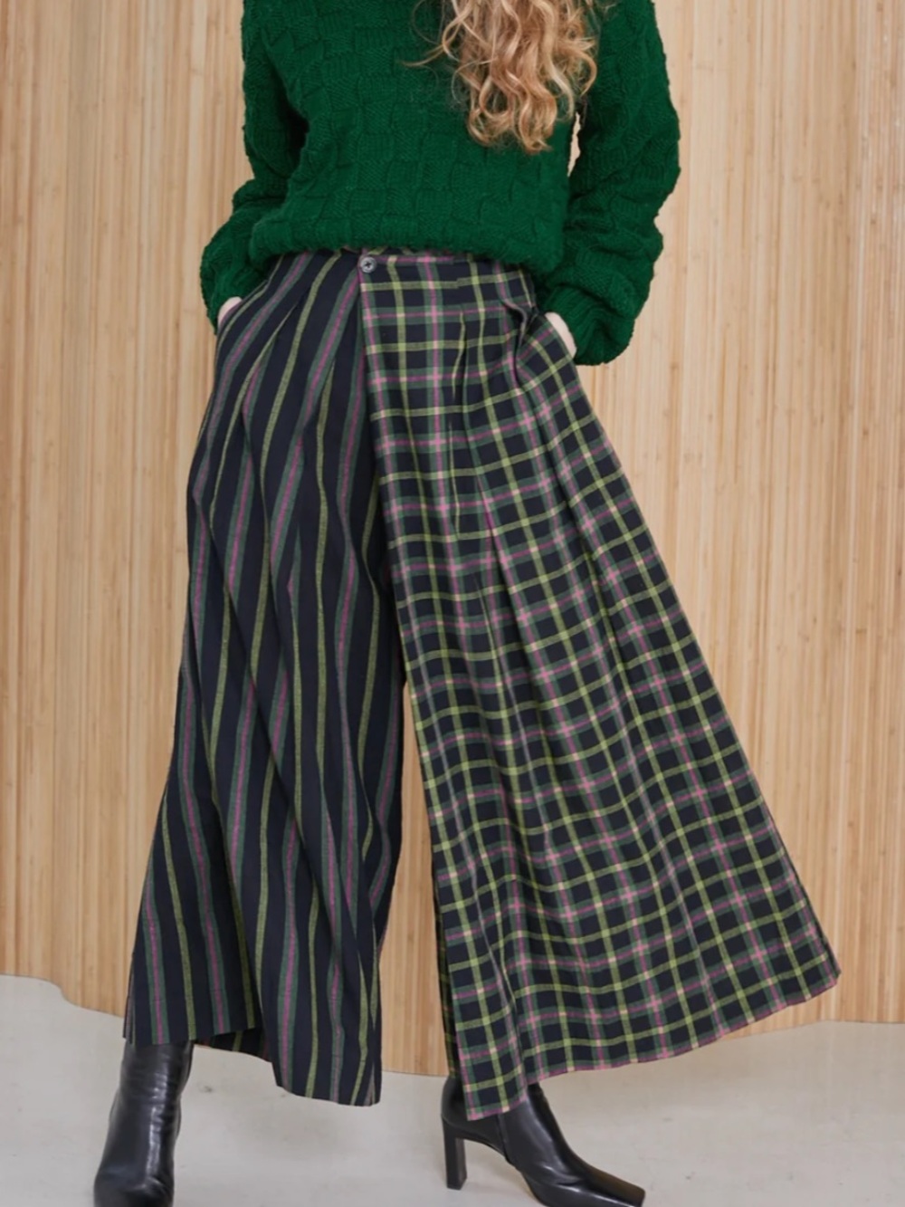 FRIDA PANTS | STRIKE CHEX X STRIKE STRIPE size XL NWOT